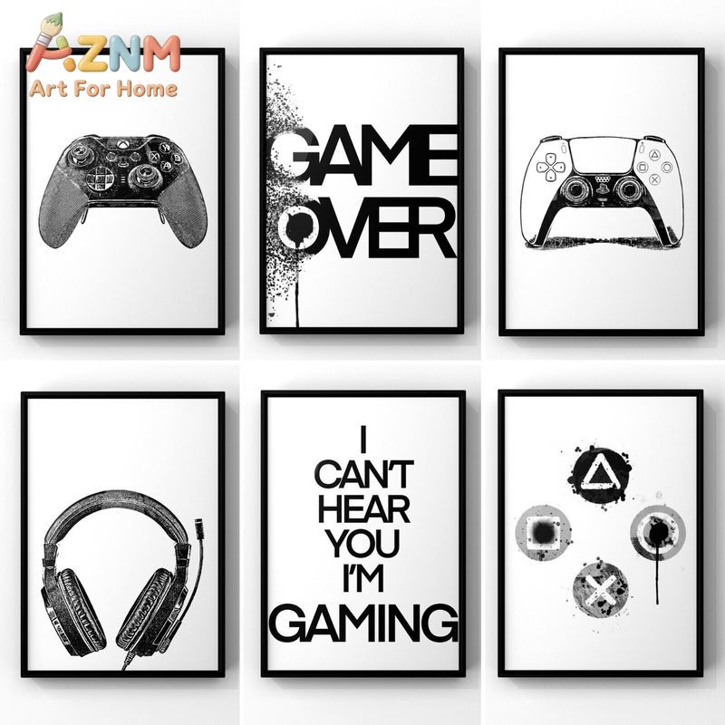 AZNM Zwart-Wit Gaming Canvas W - Gaming Accessories For Room recensie en prijs